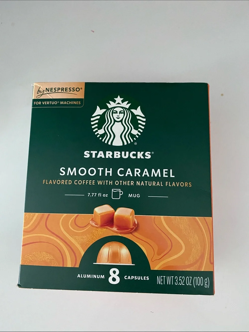 Starbucks Smooth Caramel Coffee Capsules - Green & Orange Packaging